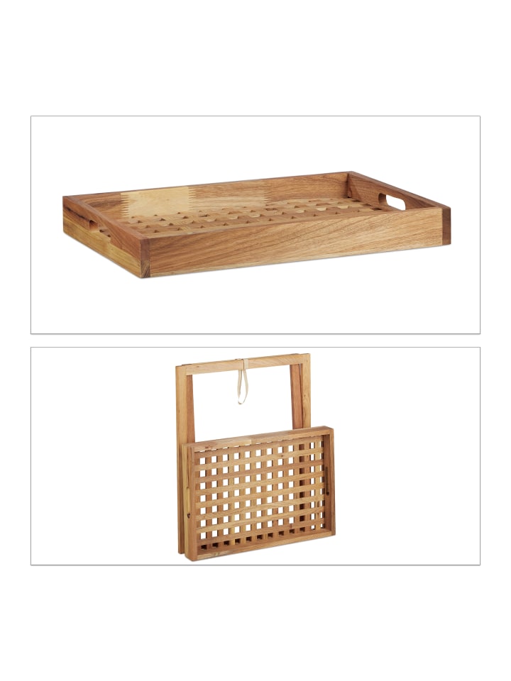 relaxdays Tabletttisch in Natur - (B)52 x (H)54 x (T)36 cm günstig kaufen onesize