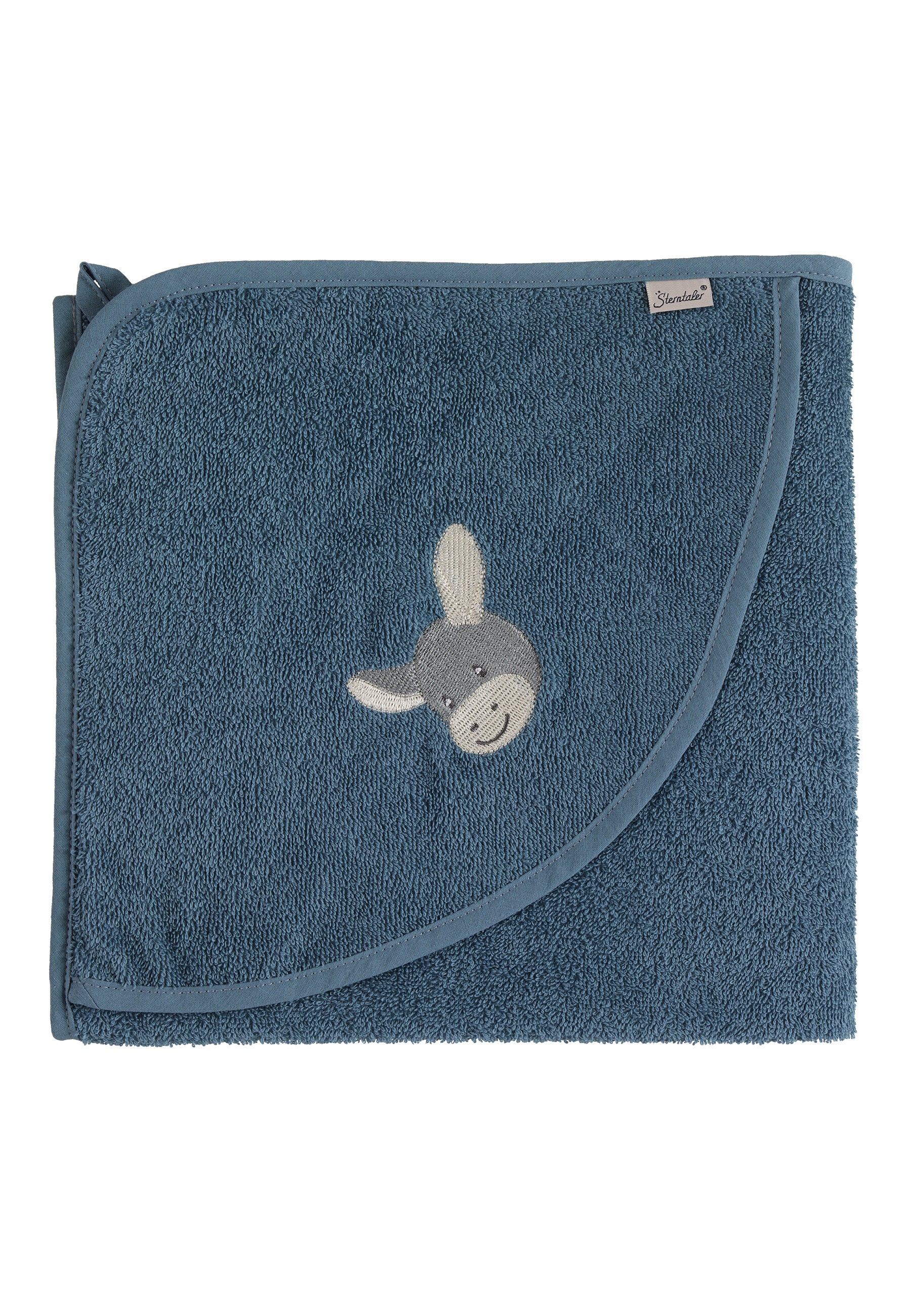 GOTS Badetuch 100x100 Esel Emmi in Blaugrau