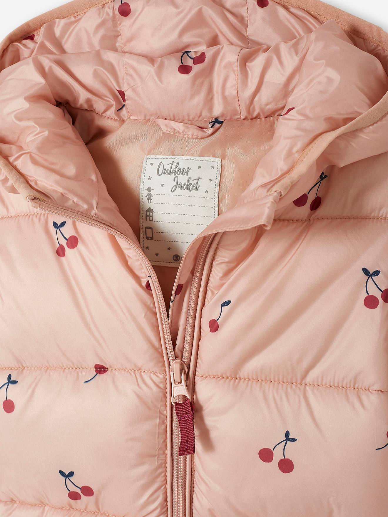 Vertbaudet Lange Mädchen Steppjacke mit Recycling-Polyester - rosa bedruckt