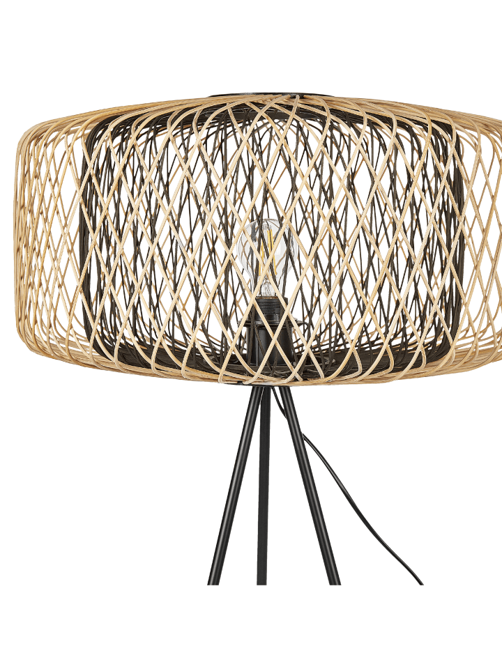 Beliani Stehleuchten JAVARI in Schwarz/Heller Holzfarbton - (W) 51 x (H) 145 x (L) 51 cm günstig kaufen onesize