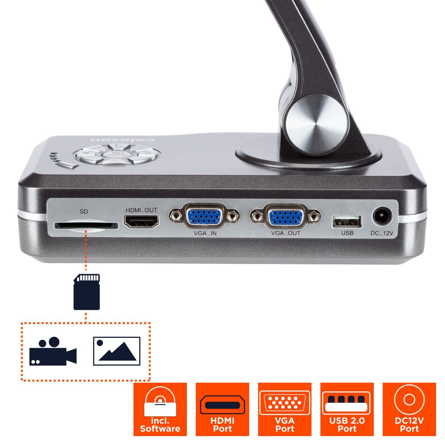 Celexon Dokumentenkamera DK800 Dokumentenscanner, (FullHD 1920 x 1080, 8MP, max DIN A3)