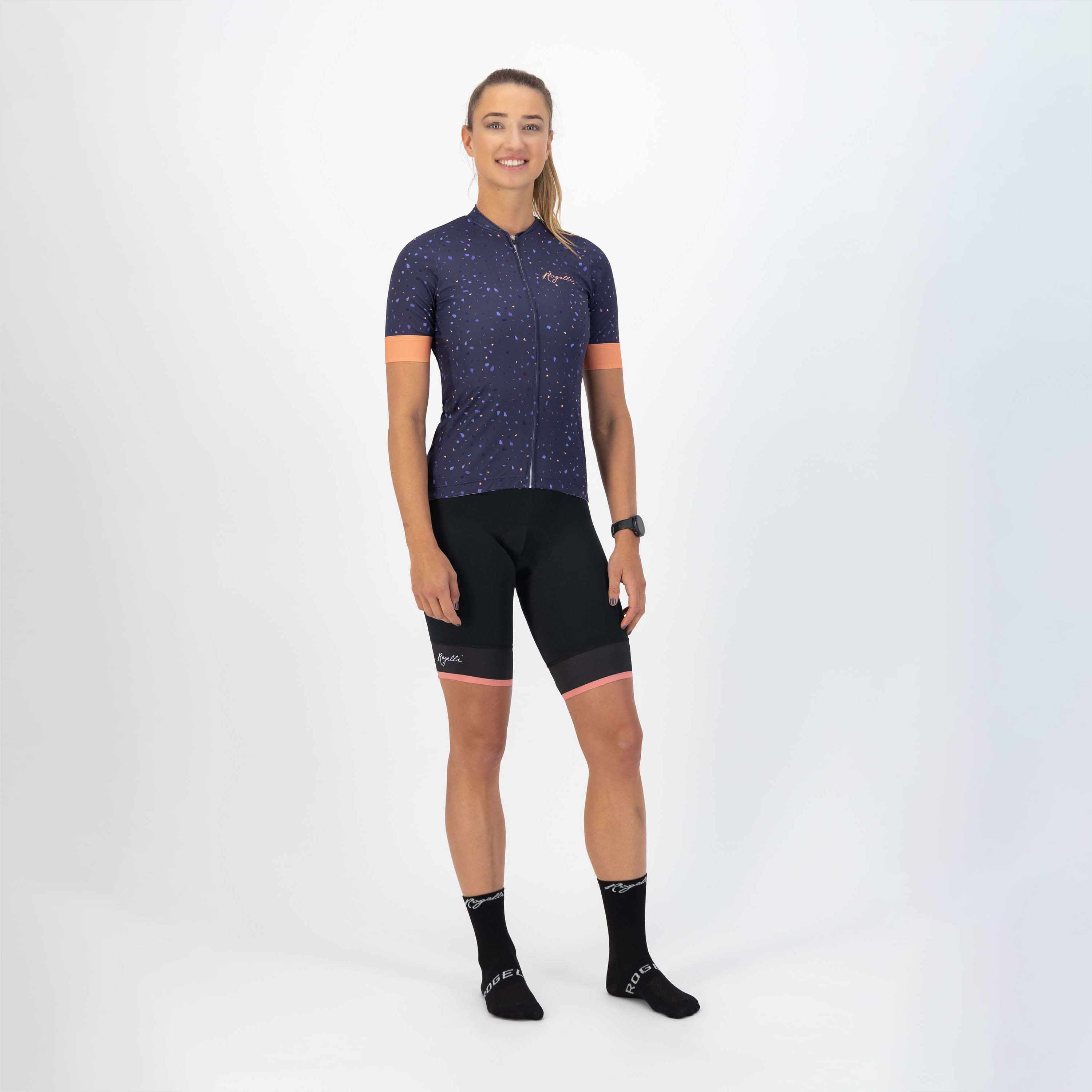 Rogelli Terrazzo Lila/Koralle Damen Radtrikot Kurzarm