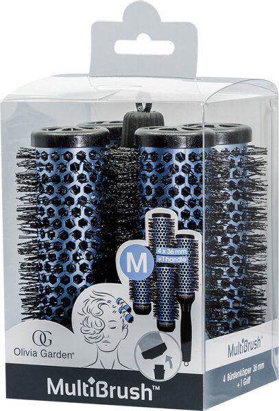 Olivia Garden MultiBrush 36/48 blau, 4er Set mit Griff Bürstenset