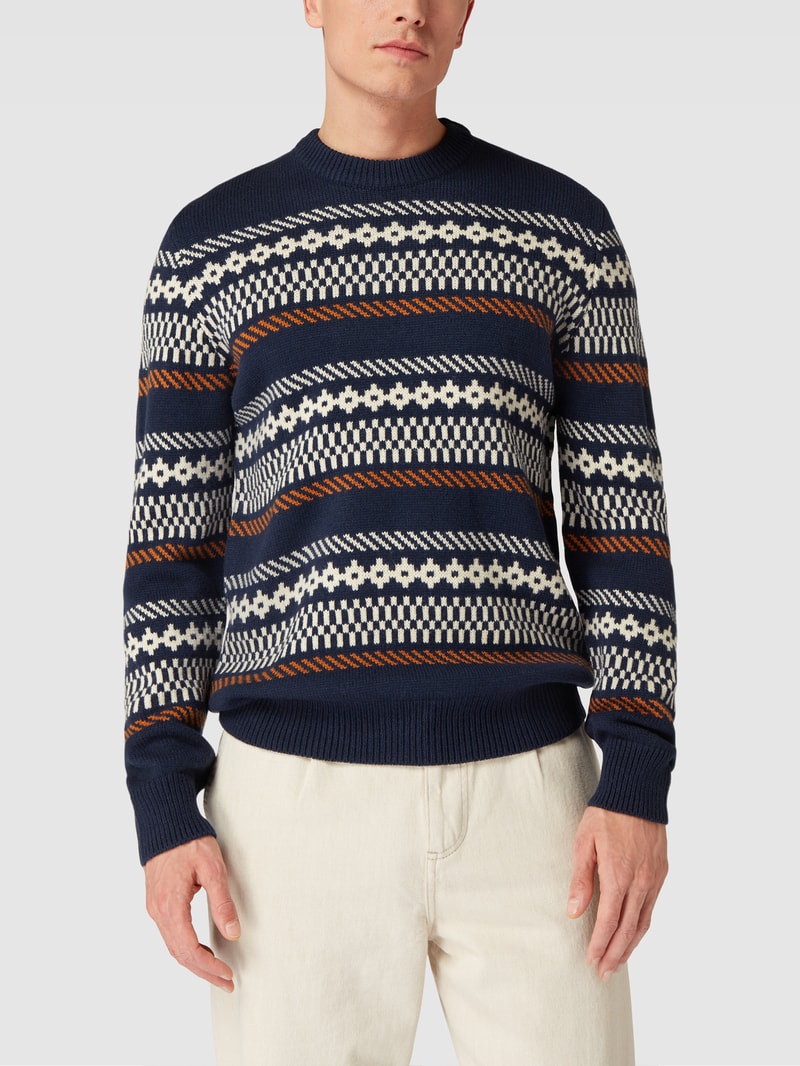 Strickpullover mit Allover-Muster Modell 'FAIRISLE' in marineblau