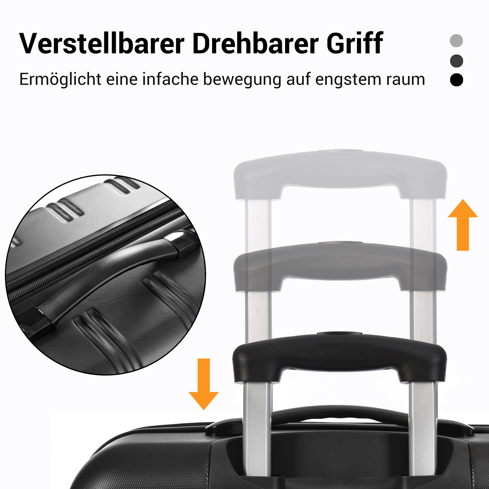 Flieks Hartschalen-Trolley, 4 Rollen, Hartschalenkoffer Handgepäck-Trolley Reisekoffer Geschäftsreisekoffer
