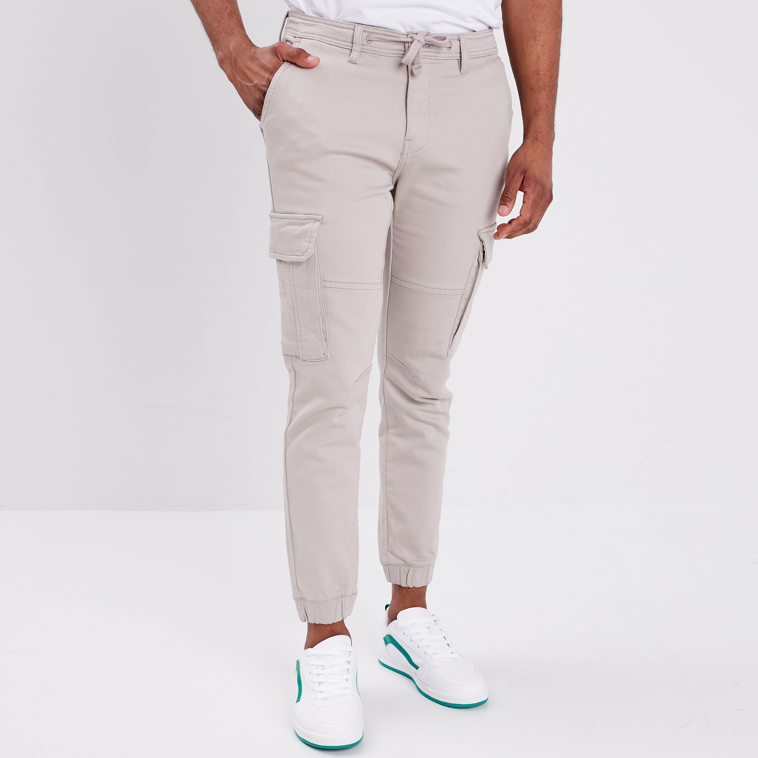Pantalon cargo à coulisse sable homme | La Halle