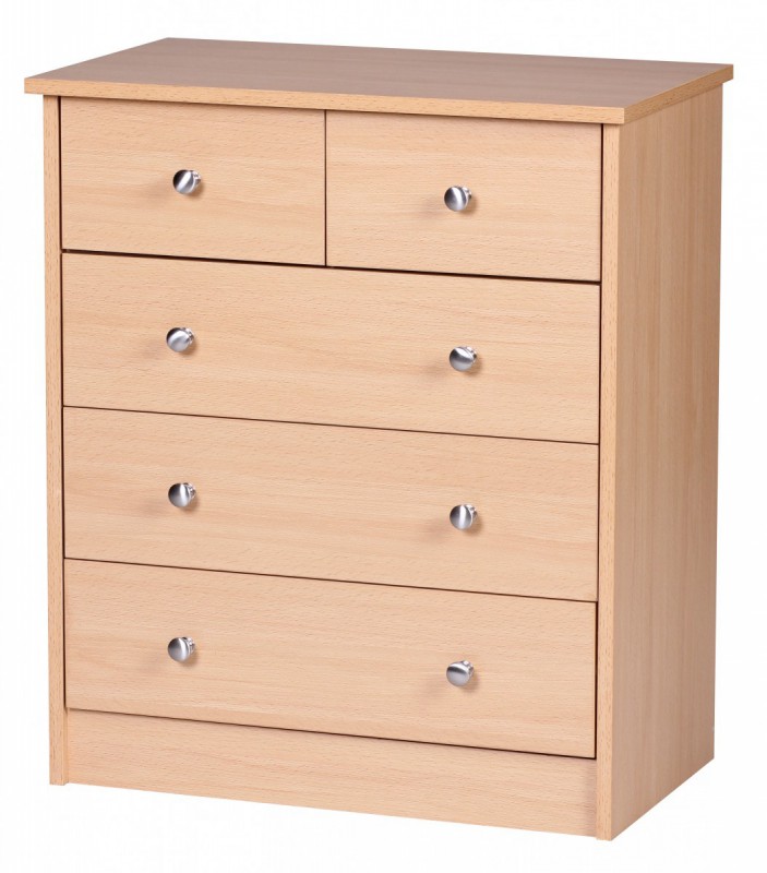 Wohnling Kommode Buche 60 x 70 x 35 cm Sideboard Anrichte mit 5 Schubladen
