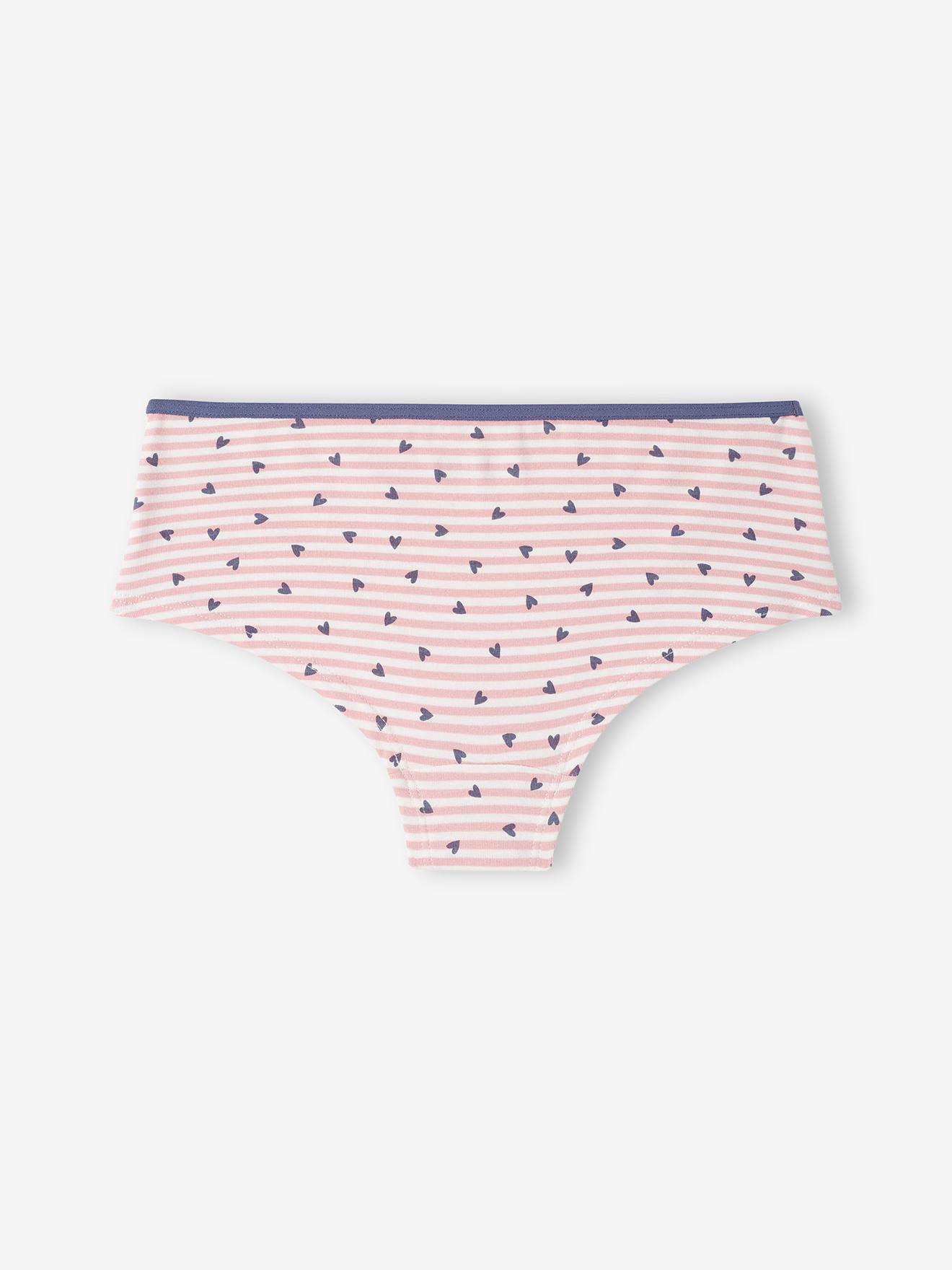 Vertbaudet 7er-Pack Mädchen Shortys, Herzen Oeko-Tex - blau