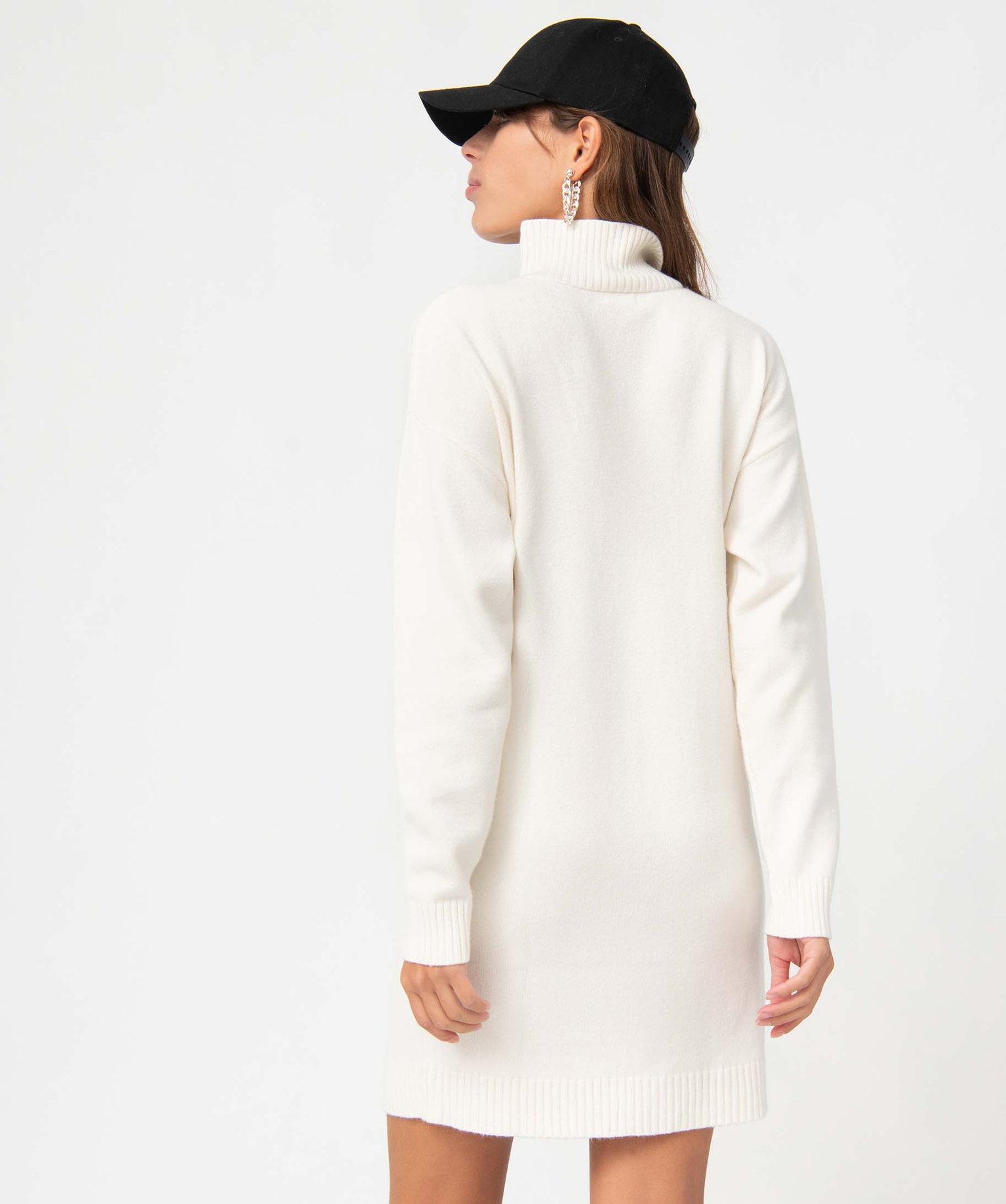 Robe pull femme avec col montant boutonné ecru | GEMO