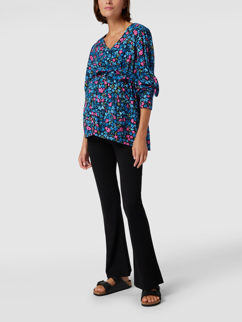 Umstands-Bluse mit floralem Muster in dunkelblau