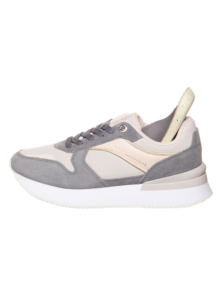 Tommy Hilfiger Shoes Leder-Sneakers in Grau/ Rosa günstig kaufen 39