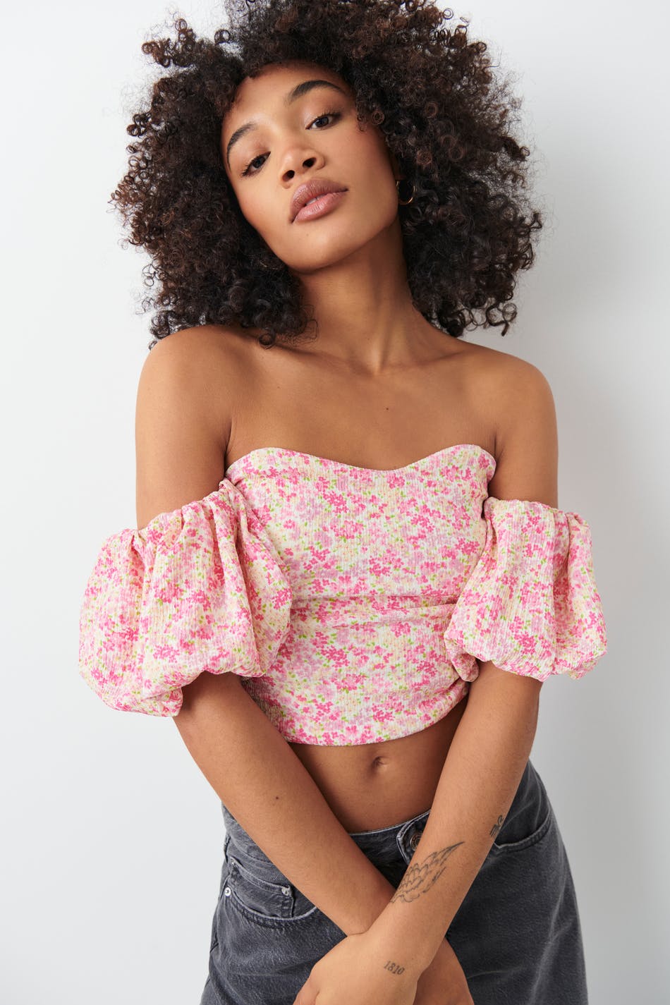 Off shoulder puff sleeve top