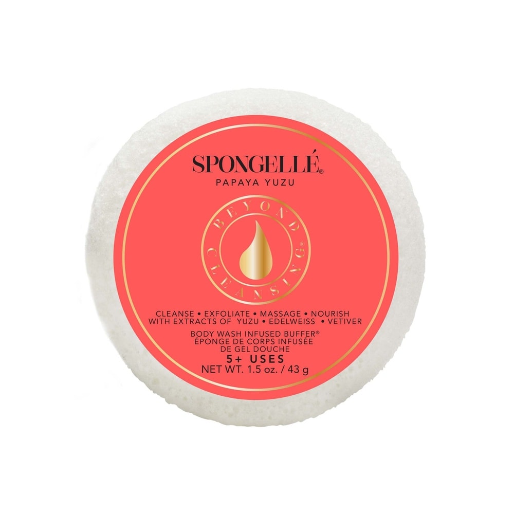 spongelle Travel Size Spongette - PAPAYA YUZU Eponge de corps infusée de gel douche -Format voyage