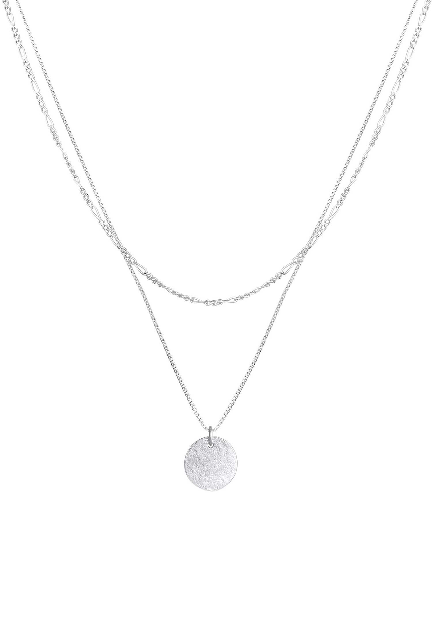 Elli Halskette Layer Plättchen Figaro Boho 2-lagig 925 Silber