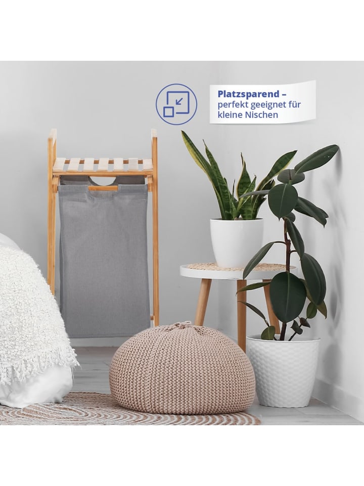 Lumaland Lumaland Wäschekorb Bambus 33x33x73cm holzfarben/beige Wäschesack ausziehbar günstig kaufen onesize