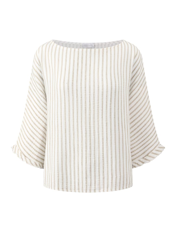 SASSYCLASSY Gestreiftes Oversize Musselin Shirt in Offwhite günstig kaufen