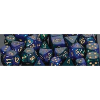 Blue-Green w-gold 7-Würfelset (Gemini)