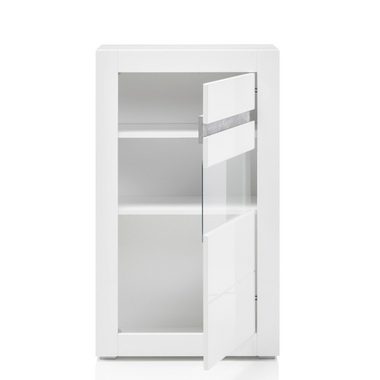 Lomadox Wohnzimmer-Set COGO-61, (Mega-Spar-Set, 2-tlg), weiß Hochglanz und Griffmulden Betonoptik 302x198x42cm