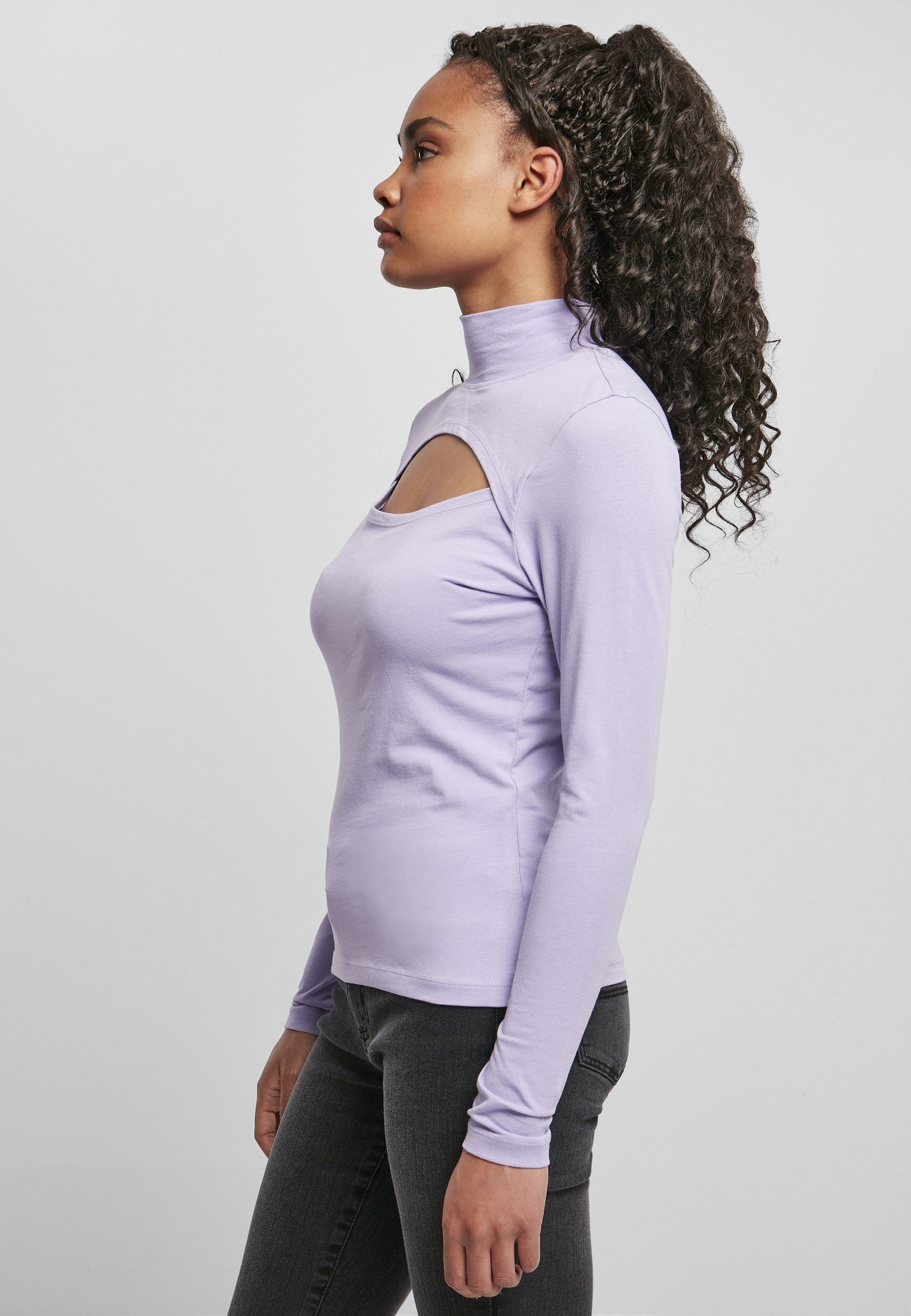 URBAN CLASSICS Langarmshirt Damen Ladies Cut-Out Turtleneck Longsleeve (1-tlg)