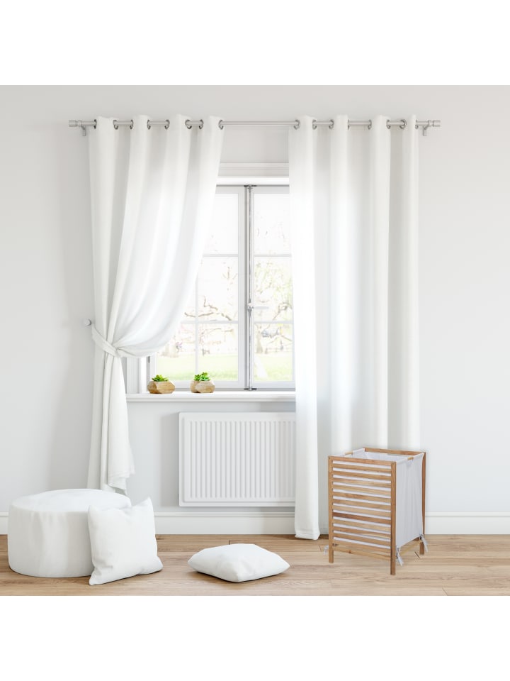 relaxdays Wäschekorb in Natur/ Weiß - (B)43 x (H)63,5 x (T)43 cm günstig kaufen onesize