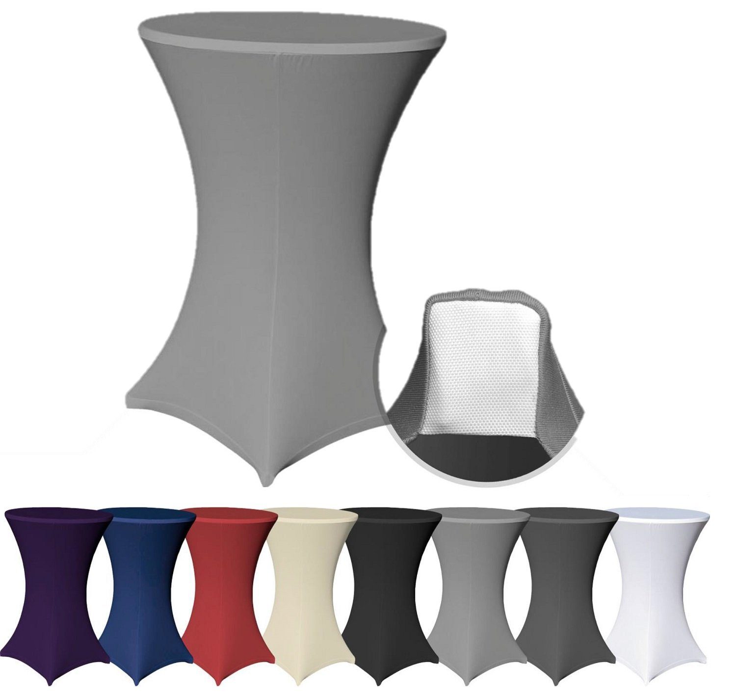 Stehtischhusse Stehtischhusse Stretch für Bistrotisch mit 4 Fußlaschen elastisch, EXKLUSIV HEIMTEXTIL, mit Fußlaschen Durchmesser 80 cm