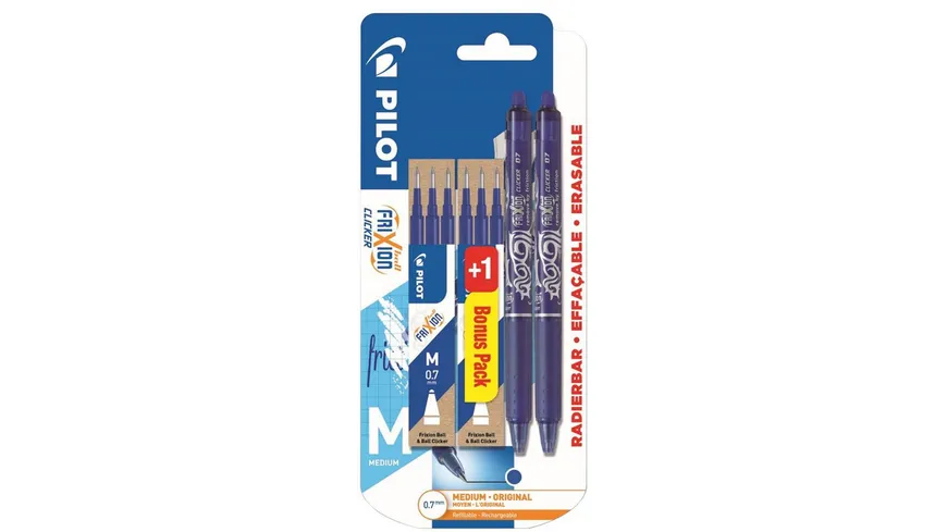 PILOT Tintenroller FriXion Clicker 0.7 (M) +6x Mine Blau - 2er Blister