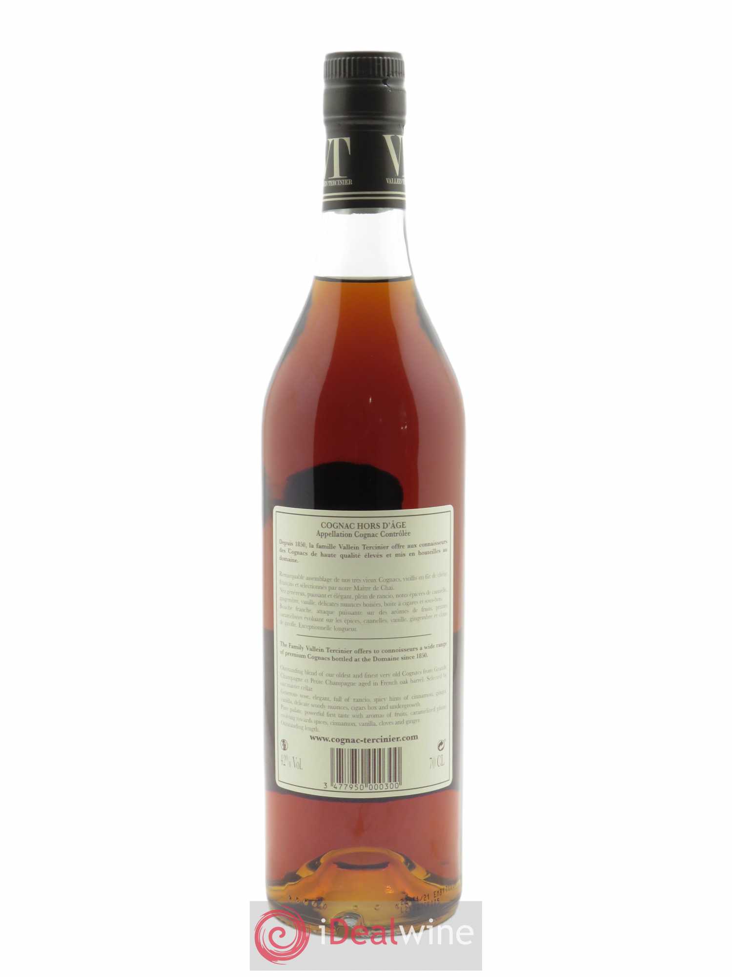 Cognac Vallein Tercinier Hors d'âge (70cl)  - Lot de 1 Bouteille