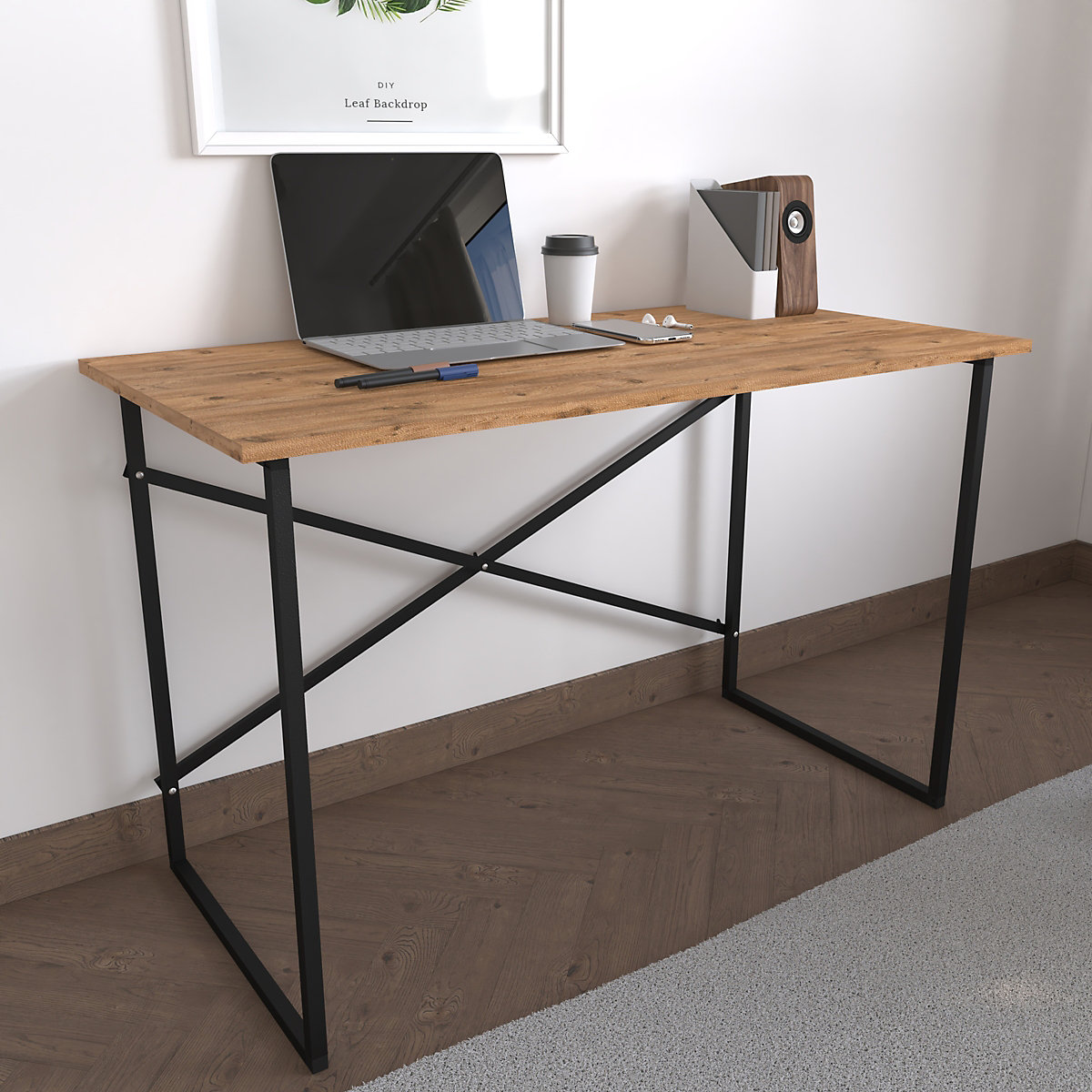 Holz Metall Schreibtisch Computertisch Arbeitstisch Bürotisch Büro Industrie Styl Insasi