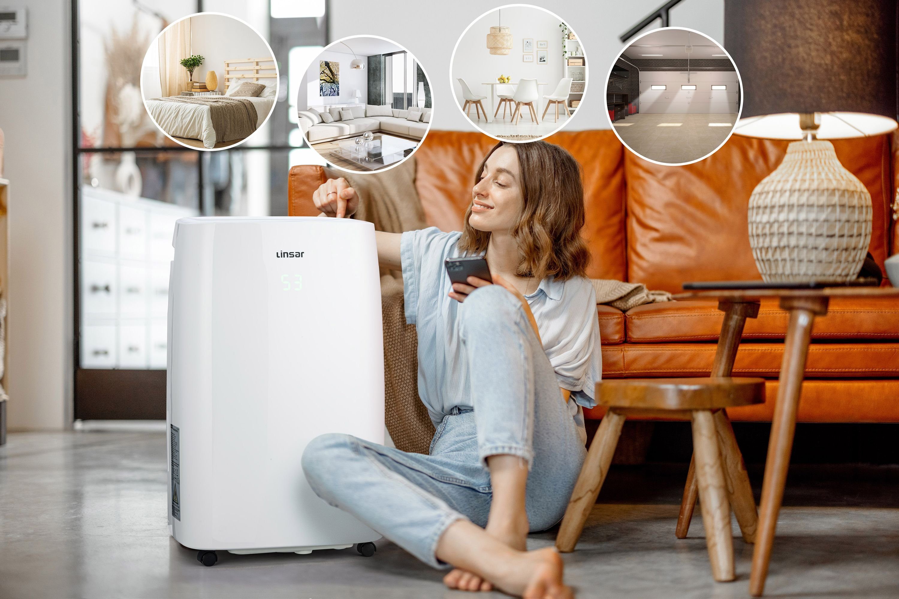Linsar Luftentfeuchter 3 Betriebsmodi, für Räume bis 20 m², für 20 m³ Räume, Entfeuchtung 20 l/Tag, 20 l in 24 Std für Räume bis zu 20 m²/ 30m³