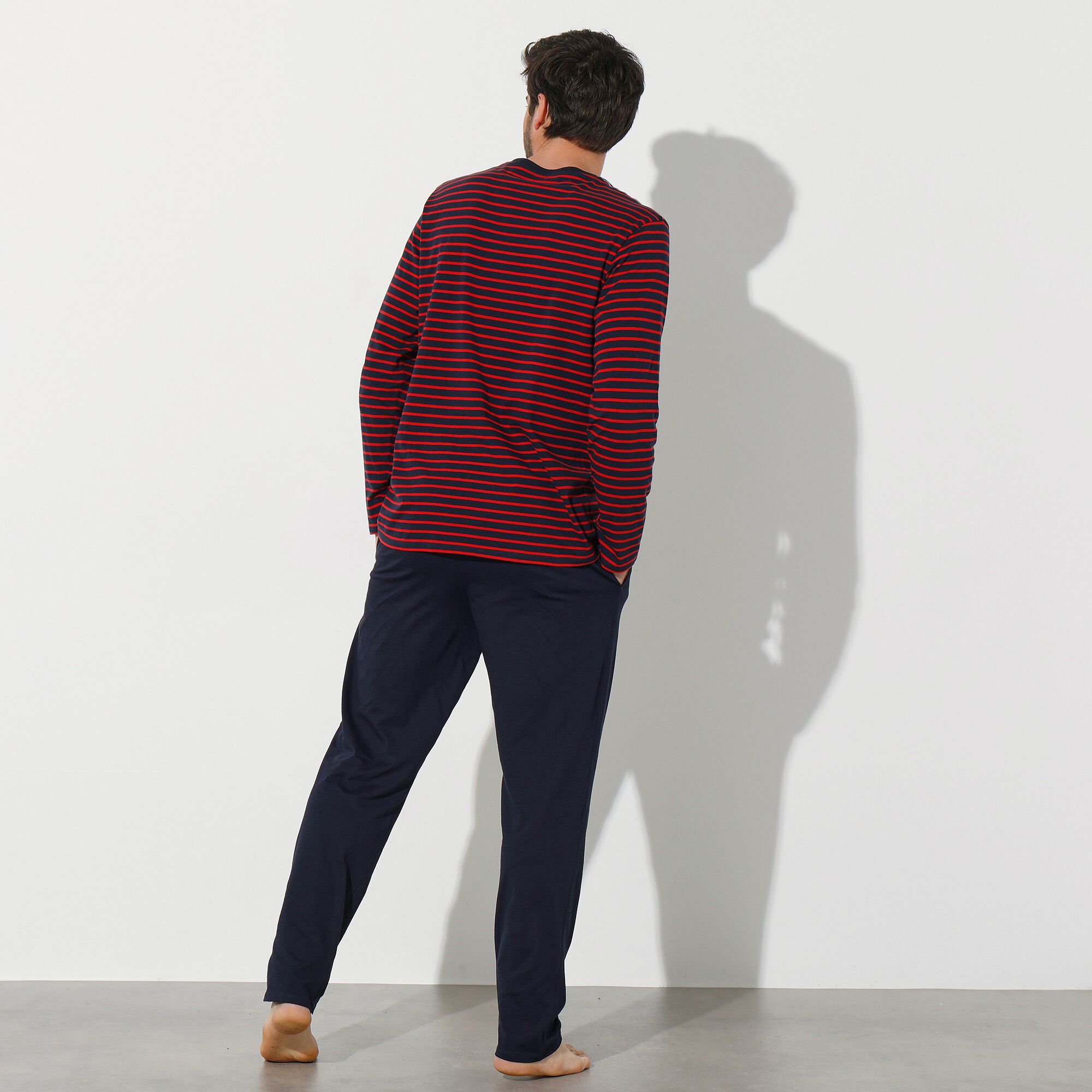 Pyjama long rayures manches longues Athena