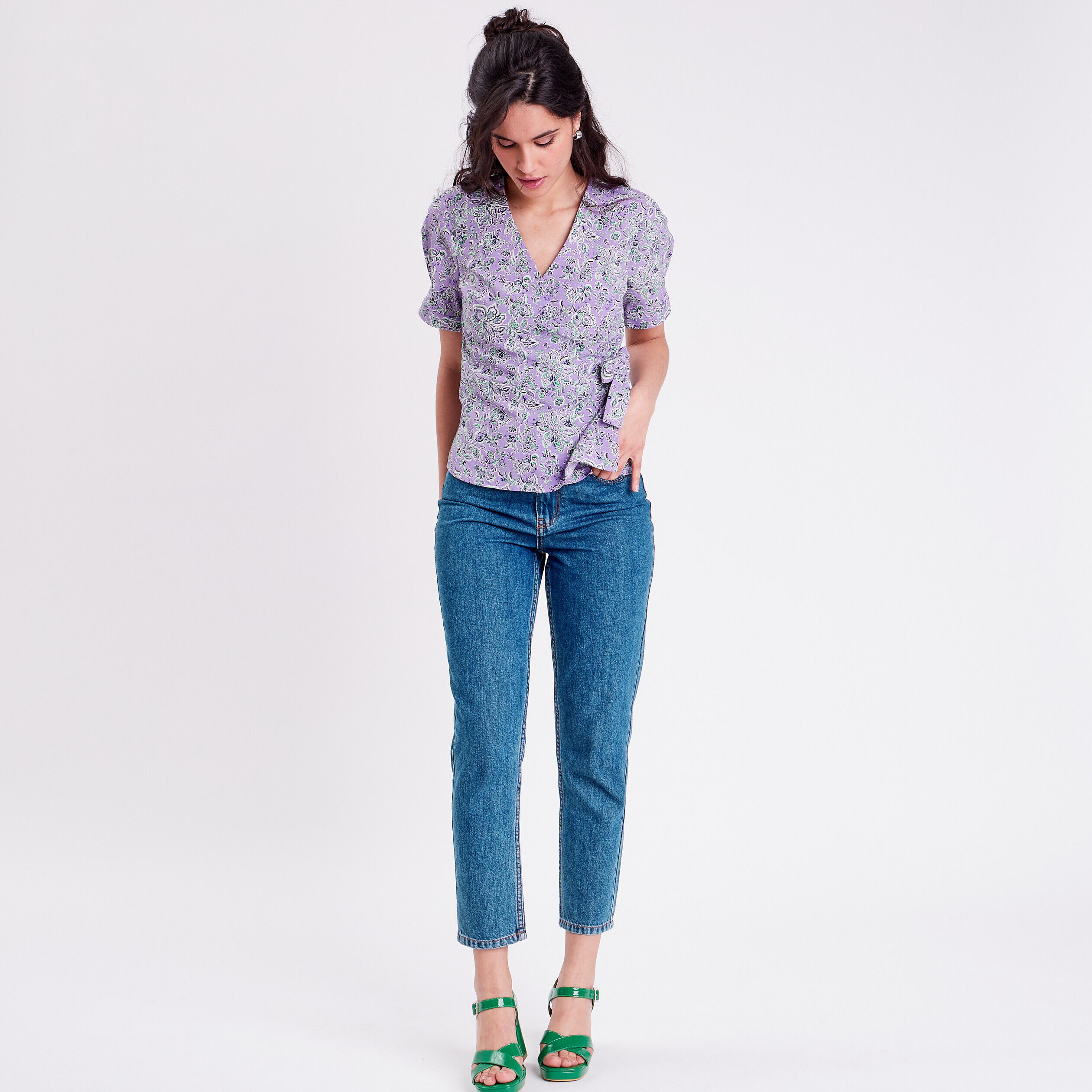 Blouse manches courtes violet femme | Cache Cache