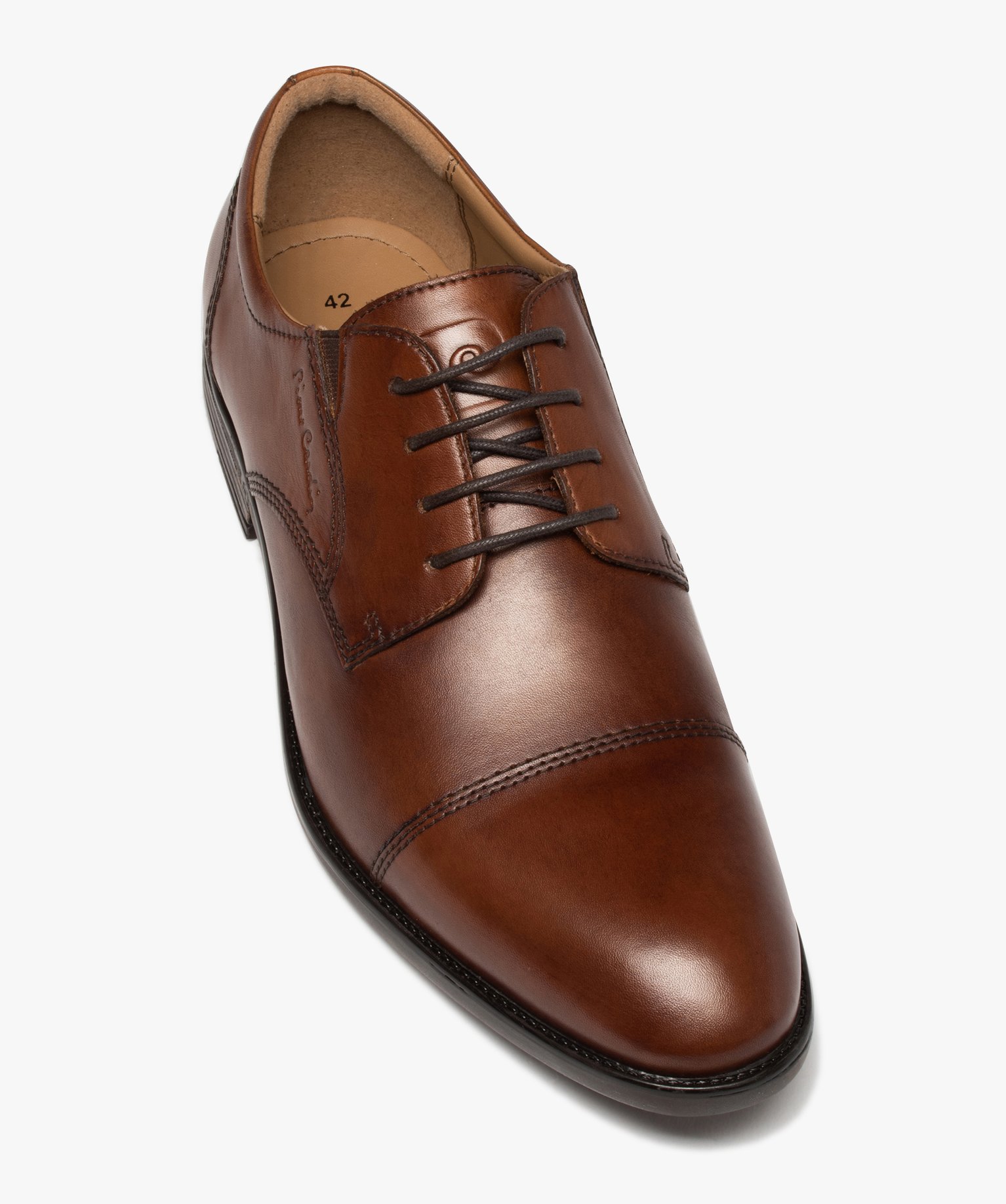 Derbies homme unis en cuir avec élastique d'aisance et à l... marron | GEMO