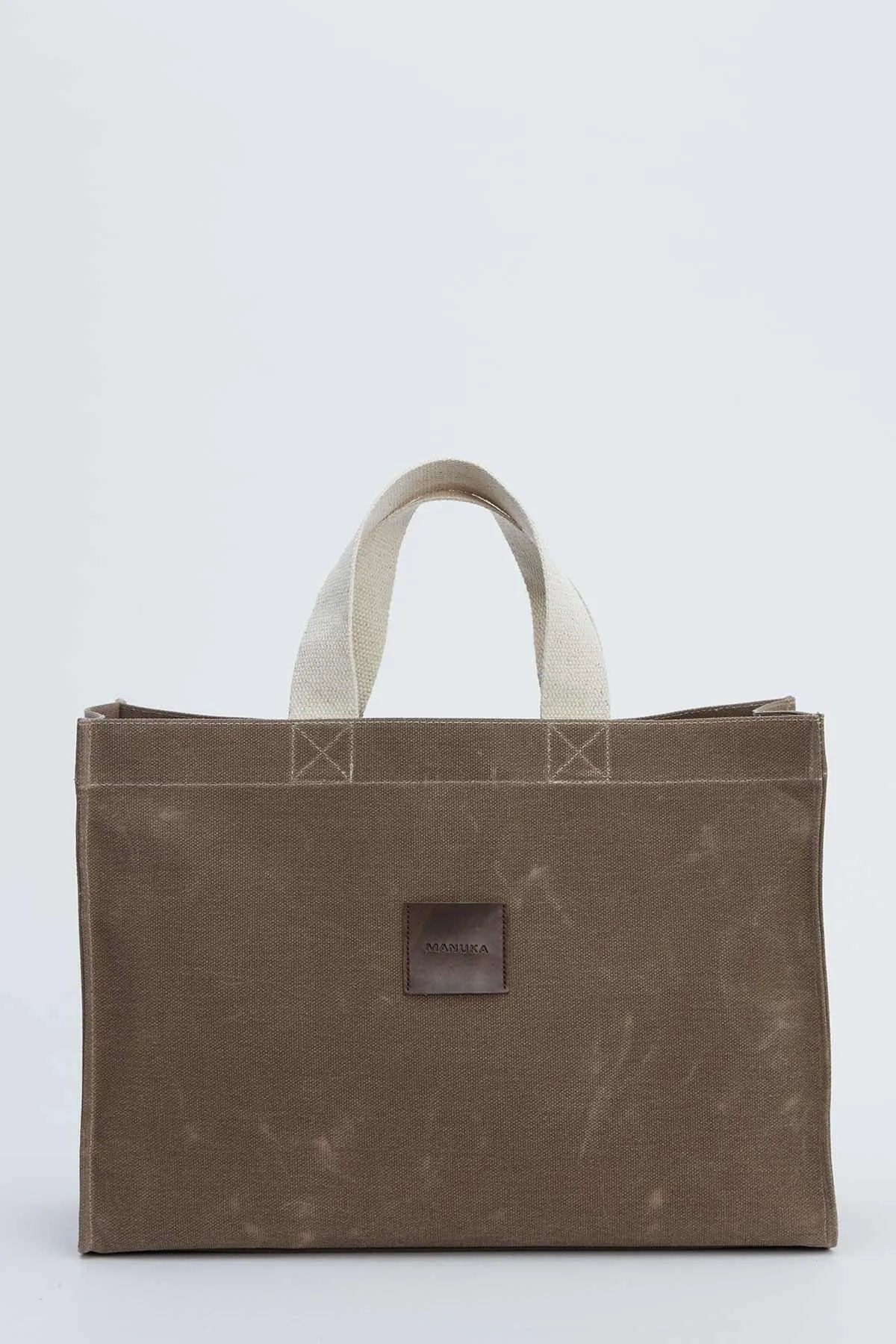 Manuka  Große Canvas-Tasche mit Wascheffekt in Braun