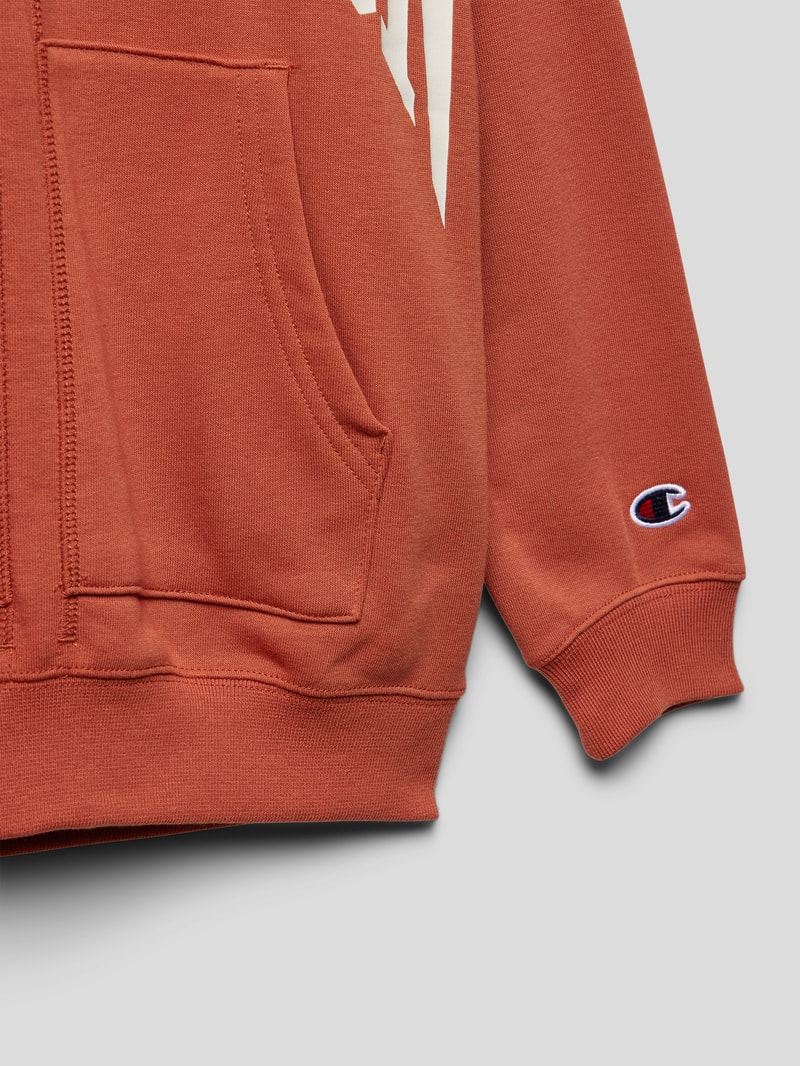 Hoodie mit Label-Print Modell 'Rochester' in rostrot