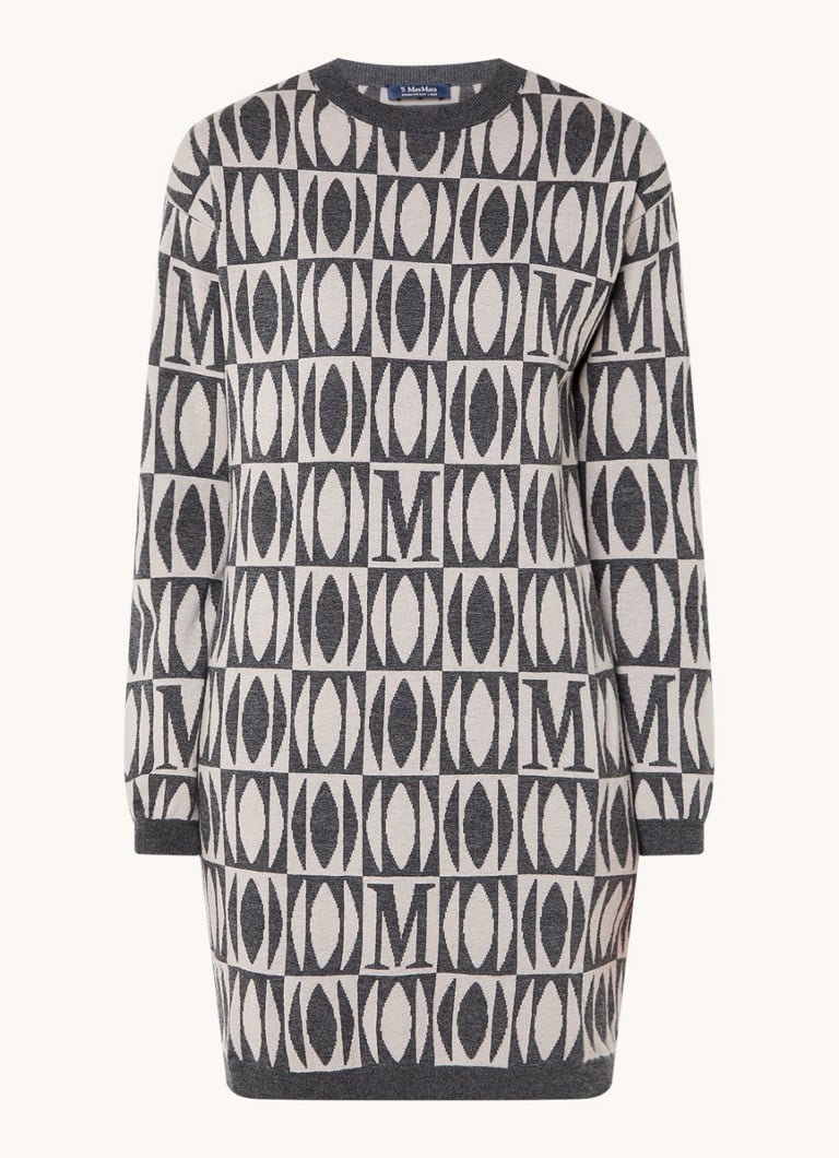 Μίνι φόρεμα-πουλόβερ MaxMara Tony από πλεκτό κασμίρ με γραφικό σχέδιο