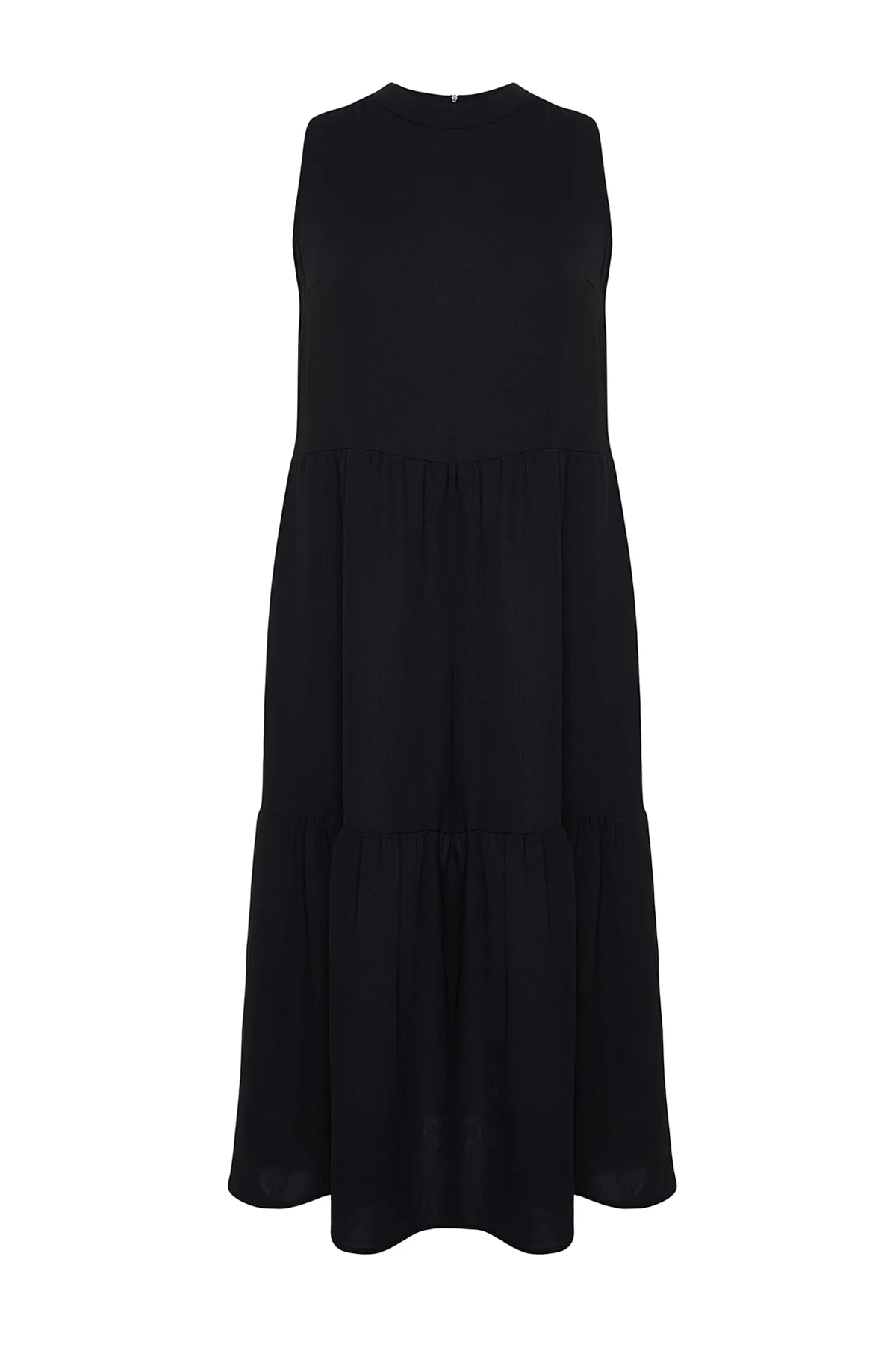 Trendyol Curve  Schwarzes gewebtes Kleid mit Schwungrad-Details TBBSS22EL1593