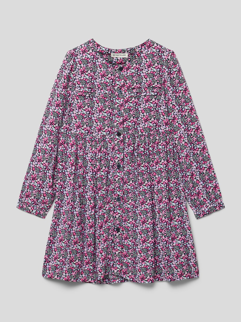Kleid mit floralem Muster in marineblau