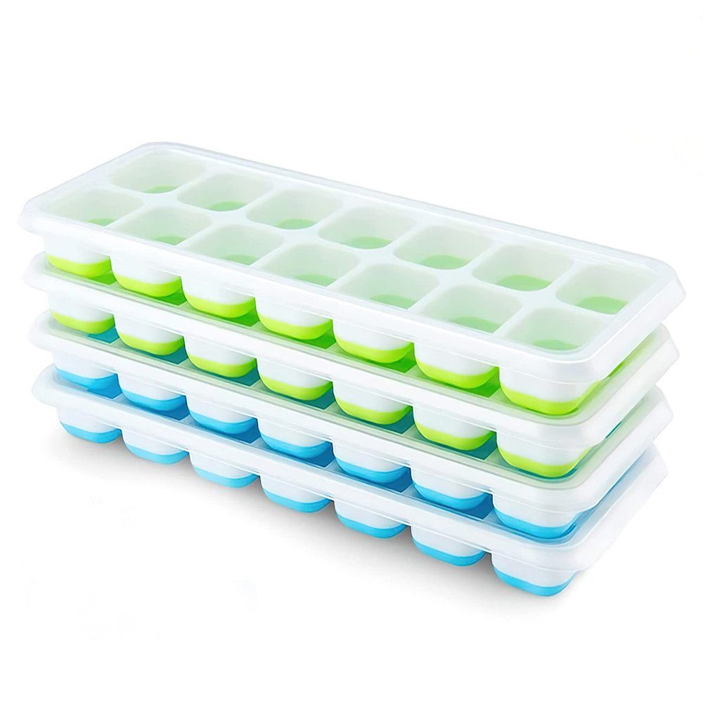 Sarfly Eiswürfelbehälter Eine Packung mit vier Silikon-Eiswürfelformen, 14 Schlitze pro Form