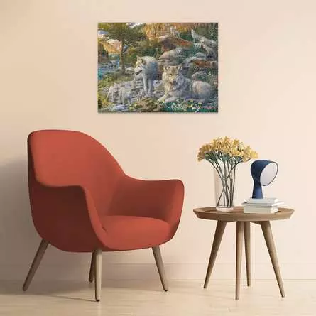 Puzzle 1500 Teile - Wolfsrudel im Frühlingserwachen