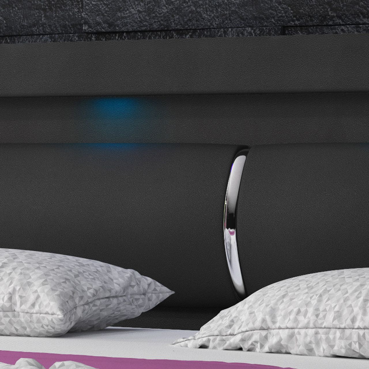 IHG Boxspringbett Milano 180x200 Bettkasten Kunstleder Schwarz TYP 6 mit integriertem Topper