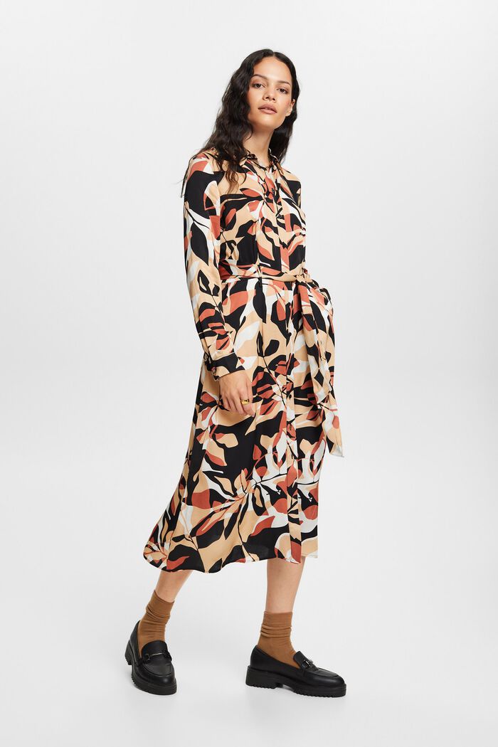 Gemustertes Kleid in Satinoptik