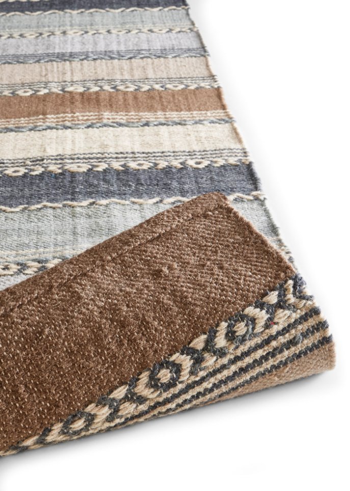 Kelim-Teppich mit Streifen in sanften Naturtönen