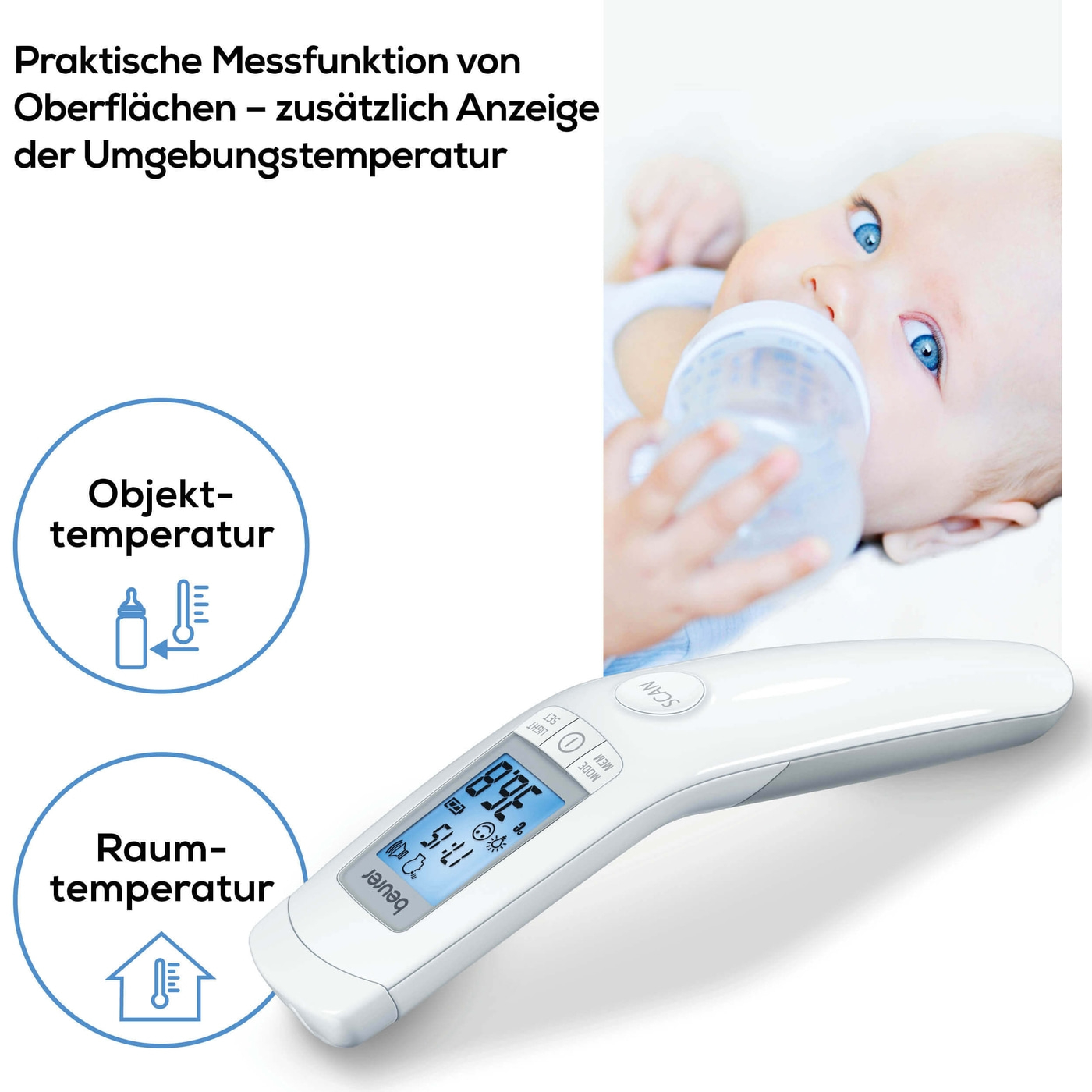 Beurer kontaktloses Thermometer FT 90-Hygienische Messung durch Infrarot-Technologie