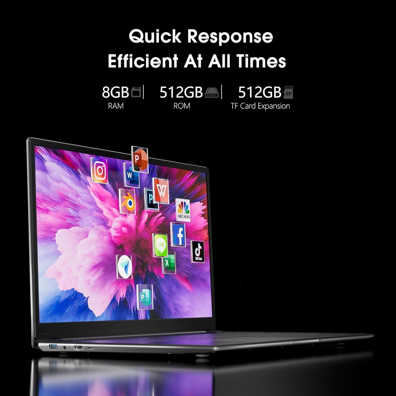 SGIN Notebook (Intel Celeron, ‎Intel Celeron, 512 GB SSD, Celeron Quad-Core Up to 2.8 GHz, 2.4/5.0G WiFi Bluetooth 4.2 512 GB TF)