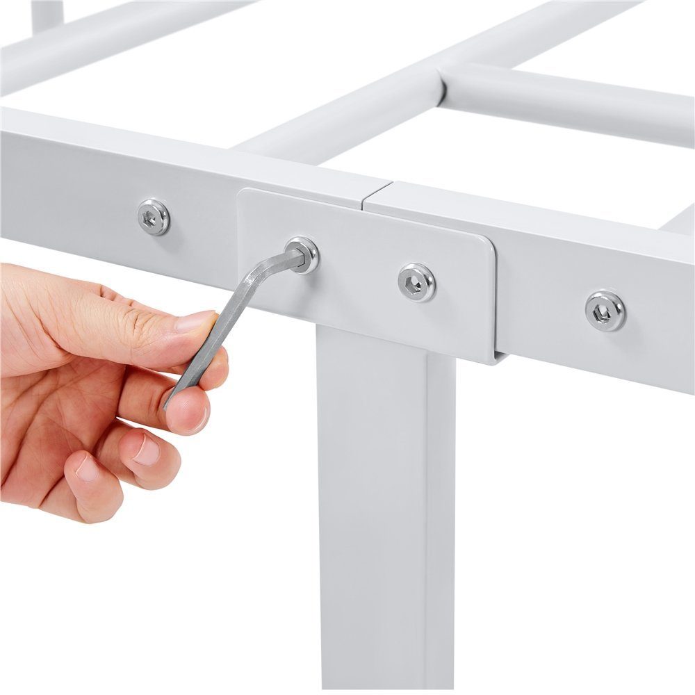 Yaheetech Metallbett, Minimalistischer Bettrahmen mit Kopfteil Gästebett mit Lattenrost