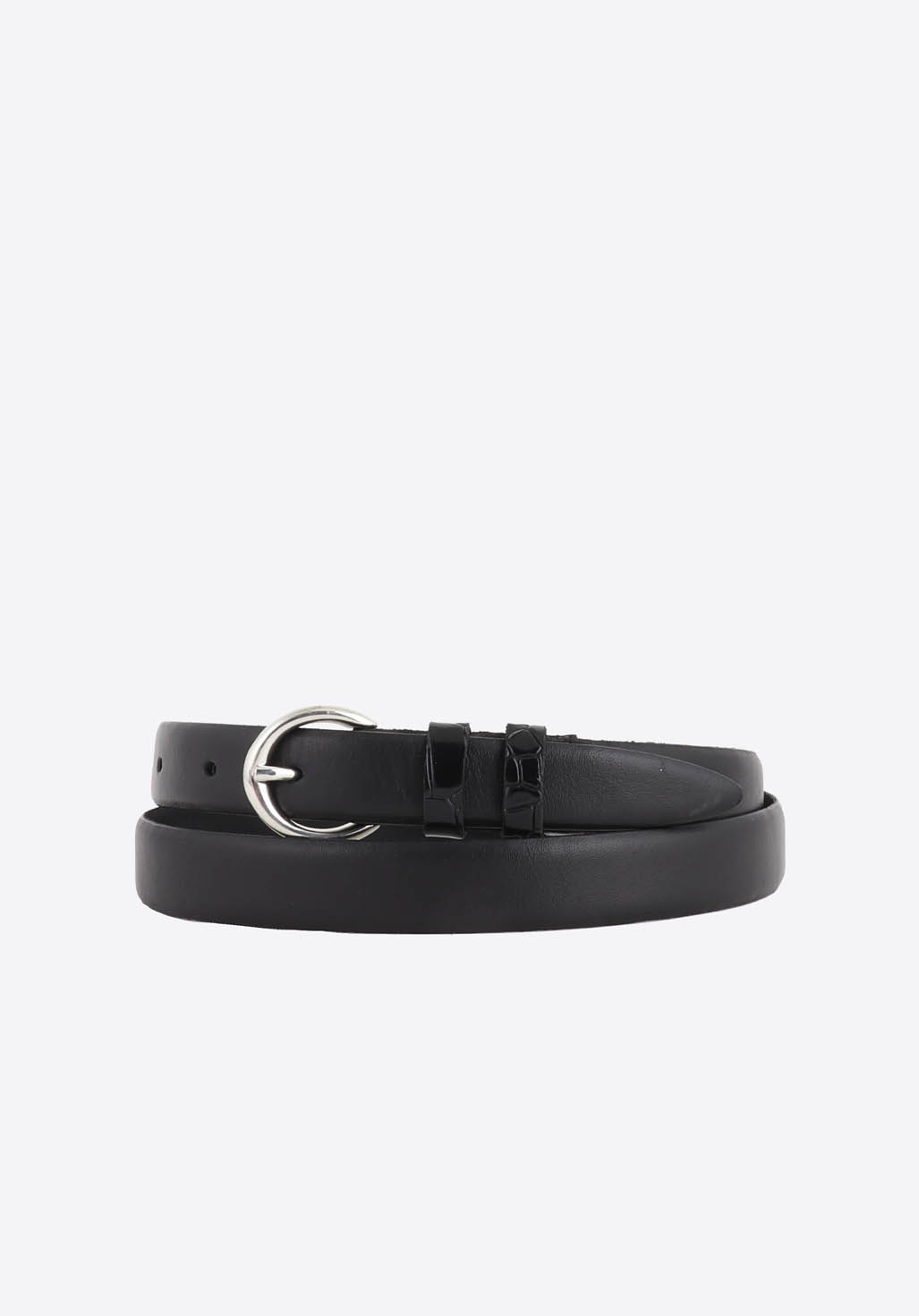 LOVE   Ceinture fine en cuir noir Femme