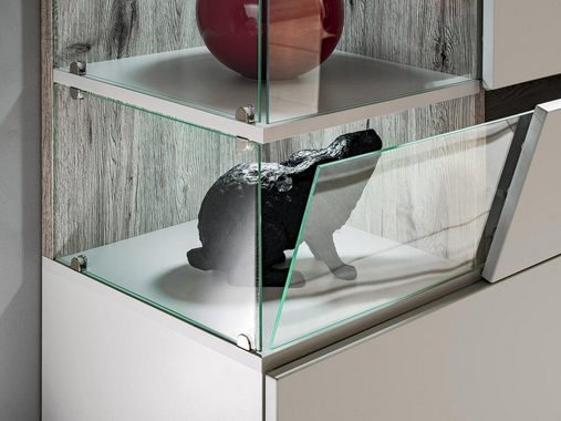JVmoebel Wohnzimmer-Set Grau Möbel Holz rtv TV-Ständer Moderne Design Einrichtung, (6-St., TV-Ständer/3x Wandregale/Wandregal/Regal), Made in Europa
