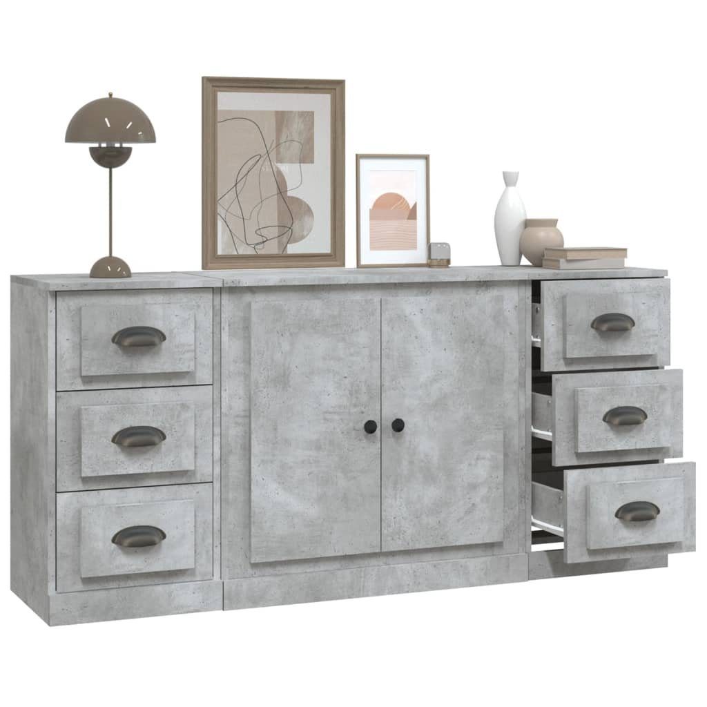 vidaXL Sideboard Sideboards 3 Stk. Betongrau Holzwerkstoff (3 St)