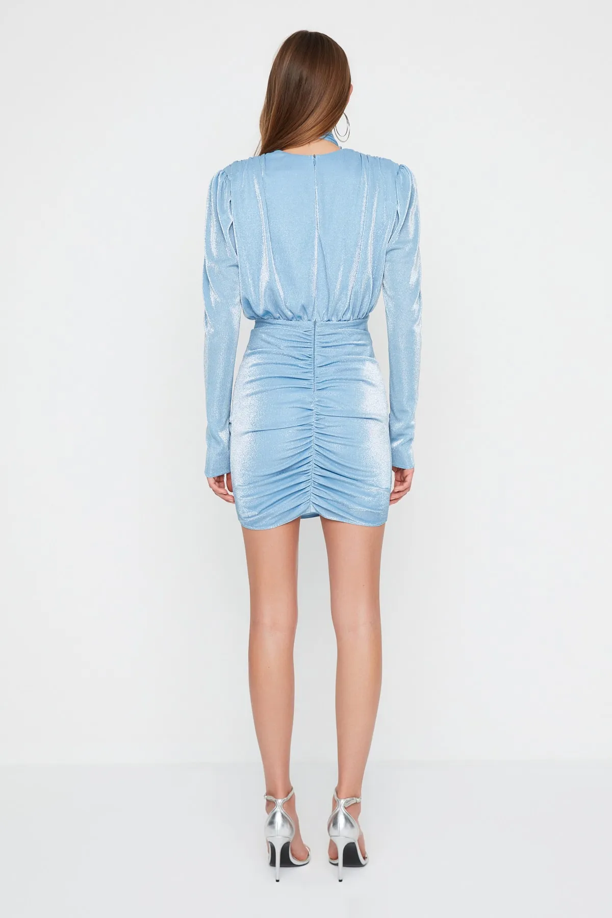 Trendyol Collection  X Sagaza Studio Light Blue Neck Coming Detailliertes Sklavenkleid TPRSS22EL00082