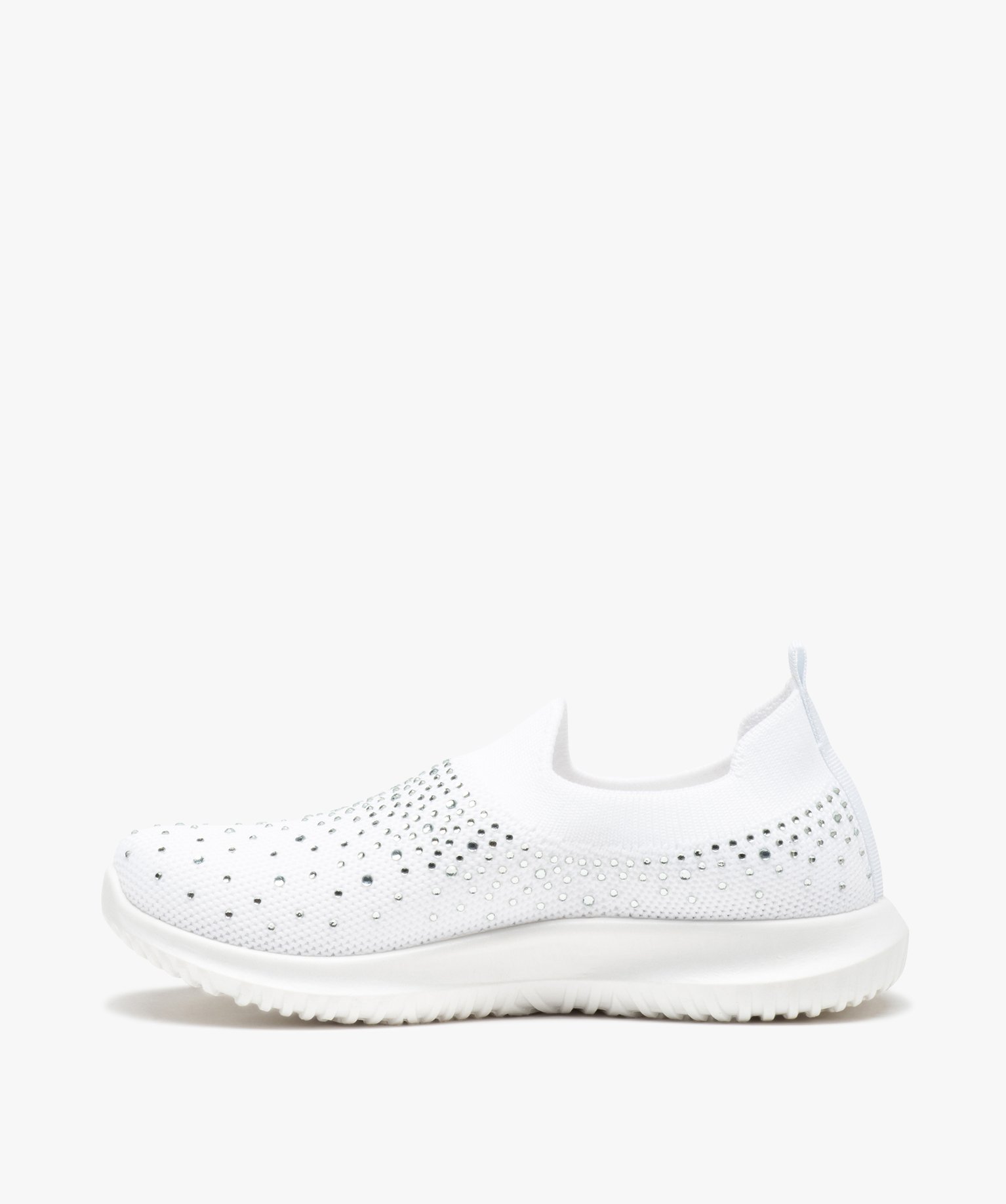Baskets fille running unies à strass et sans lacets blanc | GEMO